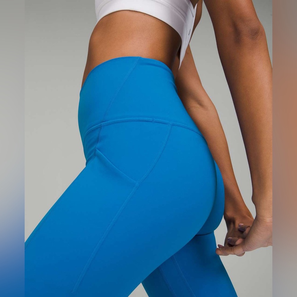 lululemon athletica Align high rise pants poolside pockets Blue Cropped Leggings - Picture 2 of 7